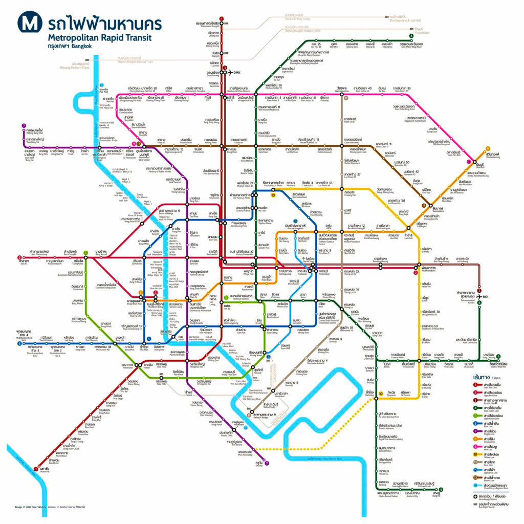 2023年までに開通予定のバンコクの電車路線図。